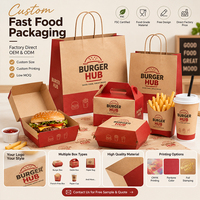 Boîte en papier kraft personnalisée, conteneur jetable pour frites, poulet et hamburgers à emporter, emballage pour la restauration rapide