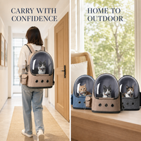 Sac de transport transparent Oxford à fermeture éclair, type capsule spatiale, double bandoulière, pour animaux de compagnie (chats et chiens), idéal pour les sorties, la marche et les voyages en extérieur, imperméable et respirant