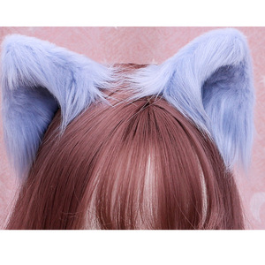 Плюшевые ушки ручной работы из искусственного меха (кошка и волк) для детей, милые, парные, на заколке, для вечеринок, 30 см, модель BYS 8223 - Product Image 3