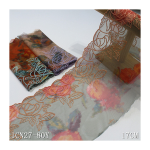Ren viền ren thêu hoa nhiều màu sắc hiện đại 17cm dành cho đầm gợi cảm nữ & làm áo ngực, dùng cho vải Abaya - Product Image 1