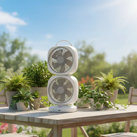 Nouveau ventilateur de bureau électrique - Ventilateur de refroidissement à air en plastique alimenté par batterie avec 9 modes de ventilation, moteur silencieux sans balais et grande circulation d'air
