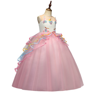 Robe de mariée d'été pour bébé, en dentelle rose longue et tissu multicolore, haute qualité, prix de gros - Product Image 1