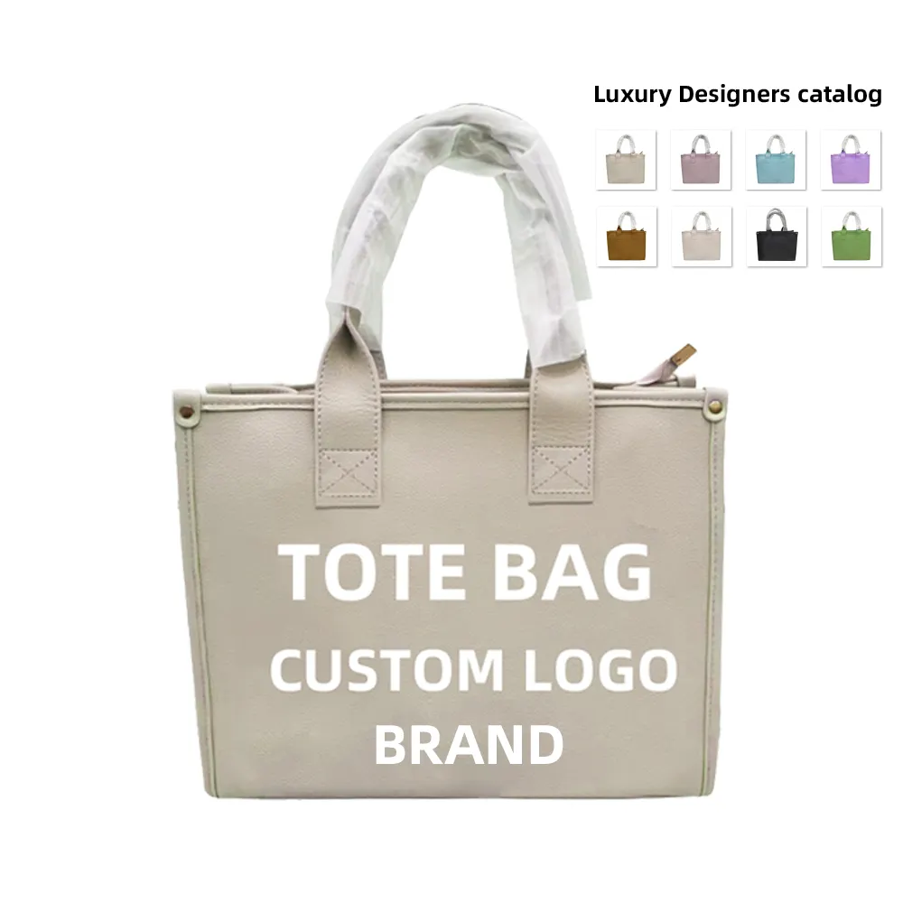 Bolsos de oficina de lujo de diseñador nuevo de gran capacidad para mujer, bolso de mano con logotipo personalizado, bolsos de mano de cuero Pu a la moda para mujer