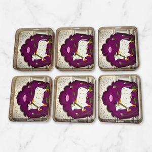 Luxury Handmade Cow Print Serving Tray <b>Set</b> Pichwai Gau Mata Decorative Snack Tray <b>Square</b> Tea Serving Platter - Product Image 1