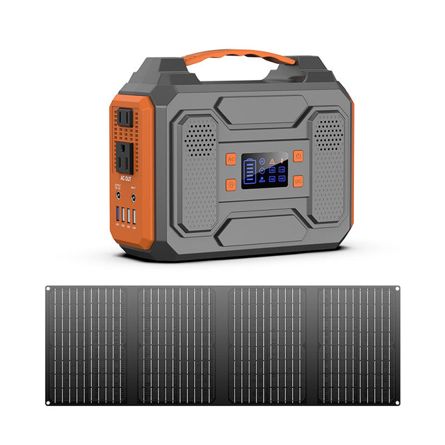 Powkey 40W Mini Solar Panel Waterproof USB Outdoor Hiking with 300W Portable Power Station Mobile Phone Charging