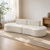 Canapé d'angle moderne en tissu rembourré en éponge, design capitonné, doux, durable, facile d'entretien, luxe, couleur crème