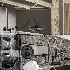 Wall <b>Mounted</b> 9 Inches Contemporary Brass Single Handle Oil Rubbed Bronze Shower Head Rain <b>Spray</b> Shower Set LY-1805 - Product Image 3