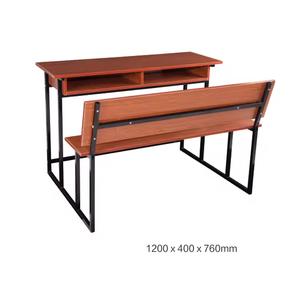 Dính liền bàn và ghế phòng họp hai chỗ ngồi bằng gỗ nội thất trường học bàn và ghế đôi trường bảng và băng ghế dự bị bàn - Product Image 4