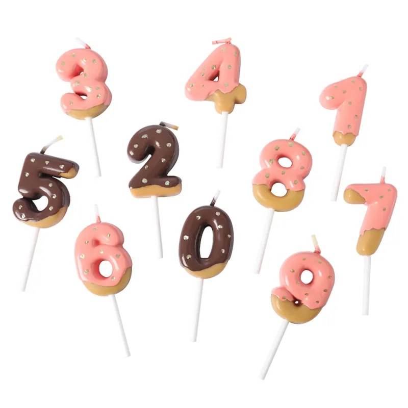 Número 0-9 de chocolate fofo, velas de morango, bolo de aniversário infantil, velas de decoração de bolo de aniversário, brinquedo seguro