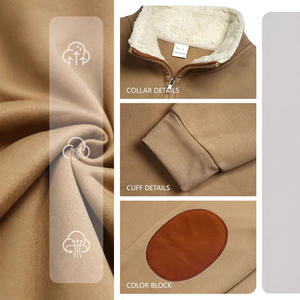 Sweat-shirt demi-zip pour homme Temu, gris avec empiècements marron, col montant, respirant, décontracté, pour les loisirs - Product Image 3