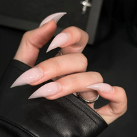Faux ongles à presser faits main Qianya, couleur nude glacée, 10 pièces, en acrylique, forme griffe de dragon, style euro-américain, vente en gros