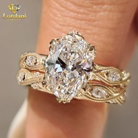 Bague de fiançailles vintage solitaire en filigrane, style antique, avec diamant de laboratoire taille ovale, bande florale Art Déco, bague de mariée délicate