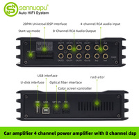 Amplificateur audio OEM Sennuopu, amplificateurs audio pour voiture, amplificateur de puissance audio pour voiture, DSP audio, 4 canaux, alliage d'aluminium noir, égaliseurs stéréo pour voiture, 1 kg
