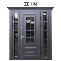 Portes de sécurité extérieures pivotantes en aluminium de haute qualité personnalisées ZEKIN pour la porte d'entrée de la maison, porte principale extérieure en aluminium