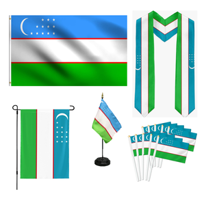 LOGOTIPO personalizado Producto de poliéster Fanáticos del evento de fútbol Banderas de mano Banderas NACIONALES DE <span class=keywords><strong>Uzbekistán</strong></span> - Product Image 1