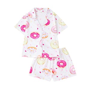 Conjunto de Pijamas para <span class=keywords><strong>Mamá</strong></span> e Hijos con Estampado de Donuts, 2 Piezas, Manga Corta, Ropa de Dormir de Verano, Antiarrugas, Suave - Product Image 1