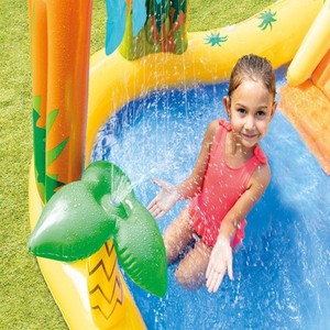 Tobogán acuático inflable para niños, para jugar al aire libre, con rociador y tobogán, material de PVC color amarillo limón - Product Image 2