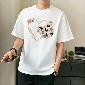 T-shirt da uomo personalizzata 100% maniche corte in tessuto di cotone traspirante - Product Image 3