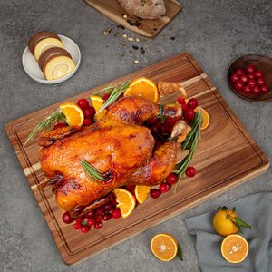 Tabla de Cortar de Madera de Acacia Personalizada, Bandeja Grande para Servir en la Cocina, para Charcutería, Quesos <span class=keywords><strong>y</strong></span> Aperitivos, Preparación de Alimentos Multifuncional - Product Image 6
