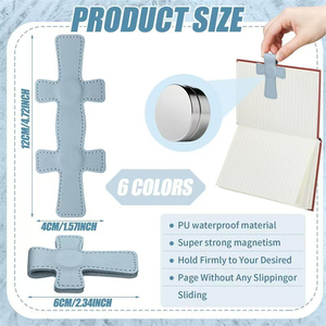 Marque-page magnétique en cuir en forme de croix et clip <span class=keywords><strong>pour</strong></span> stylo - Porte-page réutilisable <span class=keywords><strong>pour</strong></span> journaux et études, accessoire double usage <span class=keywords><strong>pour</strong></span> la lecture quotidienne - Product Image 4