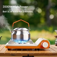 Réchaud à gaz butane portable ultra-fin avec dispositif d'allumage en alliage d'aluminium coupe-vent pour camping en extérieur, pique-niques, usage domestique et cuisson de fondue