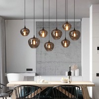 Zeal lampu gantung bola kaca asap Modern restoran lampu gantung Pulau dapur lampu liontin