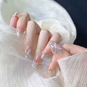 Nouvelles Idées de Produits : <span class=keywords><strong>Faux</strong></span> <span class=keywords><strong>Ongles</strong></span> à Presser en Acrylique 3D Fleur, Forme Amande Moyenne, Rose Kawaii, 10 Pièces, Faits Main, Manucure Longue Amande - Product Image 5