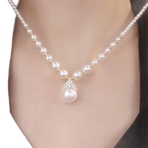 Exquisito y lujoso collar de perlas cuadradas de circonita púrpura. Elegante Collar de Perlas Moradas para Venta al por Mayor. - Product Image 5