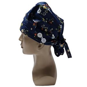 Chapeau de travail unisexe en satin doublé, casquette chirurgicale pour infirmières avec boutons, bandeau anti-transpiration, lien élastique à nouer, poche pour queue de cheval - Product Image 4
