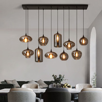 Lustre moderne en verre gris fumé pour îlot de cuisine, boule de verre suspendue, décoration de restaurant, style nordique moderne