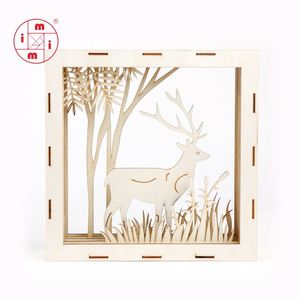 Educación de la primera infancia Cognición Juguete de madera Patrón de dibujos animados en 3D Rompecabezas de animales Mono Ciervo Rompecabezas - Product Image 3