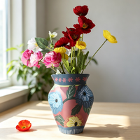 Vase en papier imprimé sur mesure avec des lignes noires simples, décoration d'intérieur, vase à fleurs pliable imperméable pour table