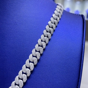 Insuperable Cadena Cubana de Lujo para Calle, Estilo Hip Hop, con Incrustaciones de Moissanita VVS Miami Baguette de 10mm, en Plata de Ley 925 - Product Image 3