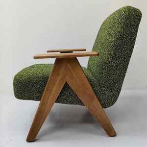 เก้าอี้โซฟาสไตล์วินเทจแบบสบายๆ เก้าอี้เดี่ยวไม้เนื้อแข็ง เก้าอี้นั่งเล่นตามหลักสรีรศาสตร์ - Product Image 4