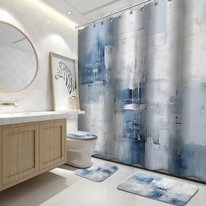 Cortina de Ducha de Poliéster Abstracta, Cortina de Baño con Impresión Digital Personalizada, Juego de Cortinas de Ducha Impermeables, Venta al Por Mayor - Product Image 1