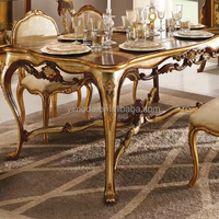 Ensemble de salle à manger rectangulaire de luxe de style baroque français, table à manger rectangulaire en chêne classique royal rétro, chaise de salle à manger