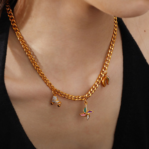 Colgante de acero inoxidable de formas mixtas para hacer pulseras, accesorios de joyería DIY, patrón de ojo de demonio de flamenco - Product Image 4