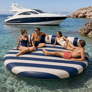 Isla Flotante Inflable Redonda Grande, Flotador <span class=keywords><strong>de</strong></span> <span class=keywords><strong>Piscina</strong></span> para Varias Personas con Respaldo, Tumbona <span class=keywords><strong>de</strong></span> <span class=keywords><strong>Piscina</strong></span> a Rayas, Venta al por Mayor OEM ODM para Resorts - Product Image 2