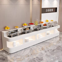 Table de Buffet Moderne en Marbre Durable pour la Restauration, Mobilier de Restaurant, Utilisation Hôtelière, Station de Présentation Alimentaire Libre-Service, Rangement Ouvert
