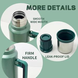 ขวดน้ำสแตนเลส1200มล. 1400มล. ความจุขนาดใหญ่สำหรับเดินทางกลางแจ้งขวดน้ำกีฬากระติกน้ำร้อนสำหรับเดินทางพร้อมถ้วย - Product Image 3