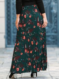 MANNI Gonna Lunga Avvolgente da Donna a Vita Alta in Chiffon con Stampa Floreale, Plissettata e con Volant - Product Image 4