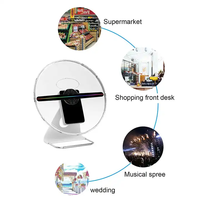 Ventilador de Publicidad con Holograma LED 3D Recargable de 30 cm con Cubierta Protectora