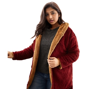 Novedades, Abrigo de Invierno para Mujer, Talla Grande, con Capucha y Cremallera, Forrado de Felpa, a la Moda - Product Image 1