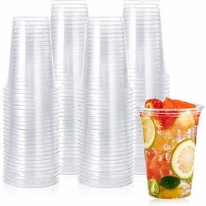 Gobelets en plastique PET jetables à paroi simple, diamètre 98 mm, 12 oz, 360 ml-600 ml, pour jus, café, bubble tea, lait, logo personnalisé - Product Image 1