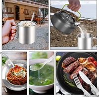 Ensemble de 16 ustensiles de cuisine portables pour pique-nique et survie en plein air, idéal pour le camping, en acier 304 et aluminium
