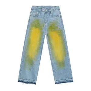 Gdtex Tùy Chỉnh Thiết Kế Axit Rửa Lỏng Jeans Cổ Điển Baggy Jeans Người Đàn Ông