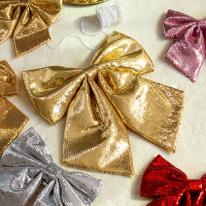 <b>Christmas</b> pink Bow, Golden Glitter Pearl Cotton Bow <b>Christmas</b> Tree Wreath Gift <b>Box</b> Wedding Decoration, Multi-size Color Optional - Product Image 1