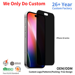 Protector de Pantalla de Privacidad con Empaque Personalizado para <span class=keywords><strong>iPhone</strong></span> 18 Pro Max, <span class=keywords><strong>Precio</strong></span> de Fábrica, Anti-Espía, Vidrio Templado 9H, Sin Borde, Sin Burbujas - Product Image 1