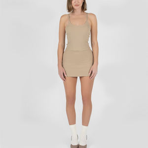 Desain baru musim panas kupu-kupu lembut ringan Yoga kebugaran olahraga aktif tali tipis Tank Top 2 potong tenis A-line Set rok Mini - Product Image 6