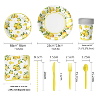 Ensemble de fournitures de fête sur le thème du citron, très demandé, assiettes en papier personnalisées, gobelets, serviettes, vaisselle pour fête d'été